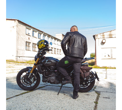 Чоловіча шкіряна мотокуртка W-TEC Makso - чорний / 4XL