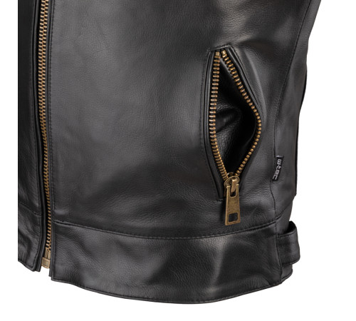 Чоловіча шкіряна мотокуртка W-TEC Stripe - чорний / M