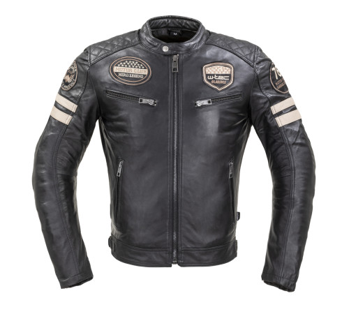 Чоловіча шкіряна куртка W-TEC Milano - чорний / 3XL