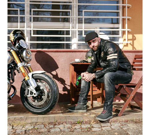 Чоловіча шкіряна куртка W-TEC Milano - чорний / 3XL