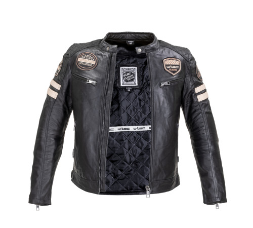 Чоловіча шкіряна куртка W-TEC Milano - чорний / 3XL