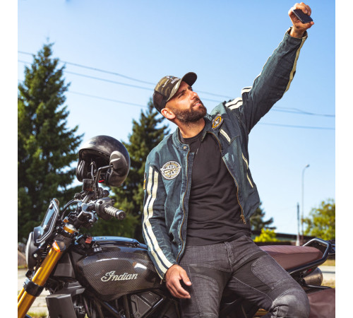 Чоловіча джинсова мотокуртка W-TEC Wildone - розмір 6XL