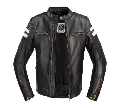 Чоловіча шкіряна мотокуртка W-TEC Stripe - чорний / 3XL