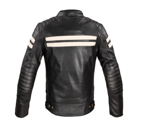 Чоловіча шкіряна мотокуртка W-TEC Stripe - чорний / 3XL