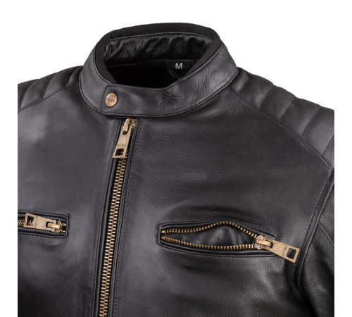 Чоловіча шкіряна мотокуртка W-TEC Stripe - чорний / 3XL