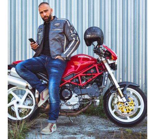 Чоловіча текстильна мотокуртка W-TEC Patriot - сірий / L