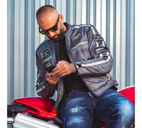 Чоловіча текстильна мотокуртка W-TEC Patriot - сірий / L