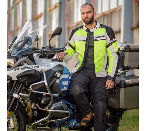 Чоловіча літня мото-куртка W-TEC Saigair - розмір S / флуо-жовто-сірий