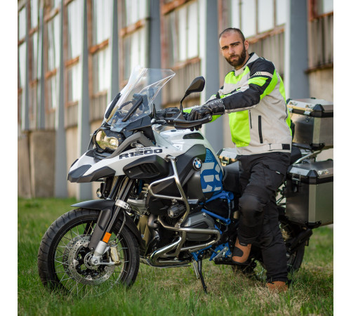 Чоловіча літня мото-куртка W-TEC Saigair - розмір S / флуо-жовто-сірий