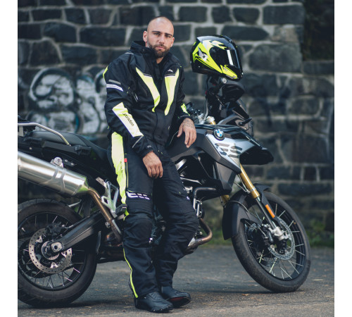 Чоловіча мото-куртка W-TEC Brandon - розмір XL, чорно-флуо-жовта