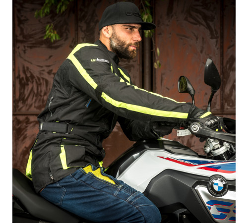Чоловіча мотокуртка W-TEC Glomnitz NF-2205 - чорно-зелений / 5XL