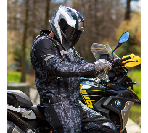 Чоловіча мотокуртка W-TEC Torebaro - чорно-сірий / S