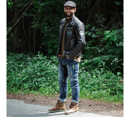 Шкіряна мото куртка W-TEC Losial - чорний / S