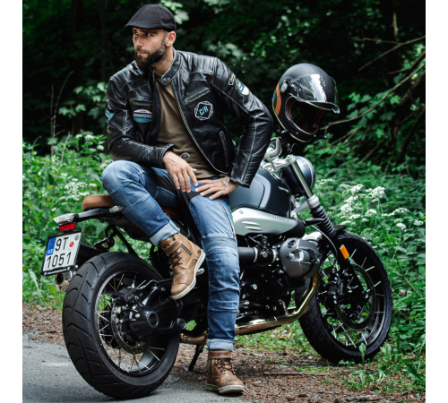 Шкіряна мото куртка W-TEC Losial - чорний / S