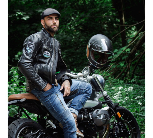 Шкіряна мото куртка W-TEC Losial - чорний / S