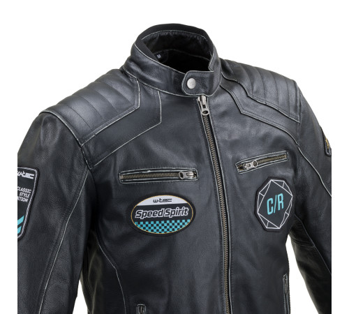 Шкіряна мото куртка W-TEC Losial - чорний / S