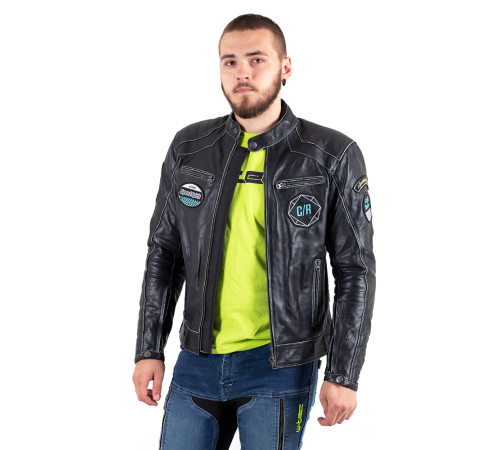 Шкіряна мото куртка W-TEC Losial - чорний / XXL