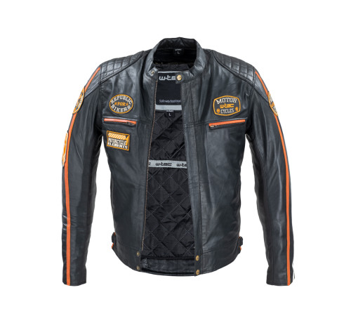 Чоловіча шкіряна мотокуртка W-TEC Sheawen Classic - чорна/ розмір 5XL Чоловіча шкіряна мотокуртка W-TEC Sheawen Classic - чорна/ розмір 5XL