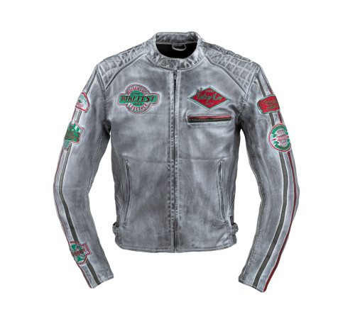 Чоловіча шкіряна мотокуртка W-TEC Sheawen Waxed Grey- сіра/розмір 4XL