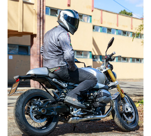 Чоловіча шкіряна мотокуртка W-TEC Sheawen Waxed Grey- сіра/розмір 4XL