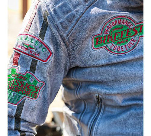 Чоловіча шкіряна мотокуртка W-TEC Sheawen Waxed Grey- сіра/розмір 4XL