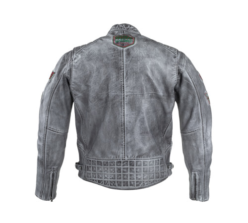 Чоловіча шкіряна мотокуртка W-TEC Sheawen Waxed Grey- сіра/розмір 4XL