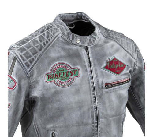 Чоловіча шкіряна мотокуртка W-TEC Sheawen Waxed Grey- сіра/розмір 4XL