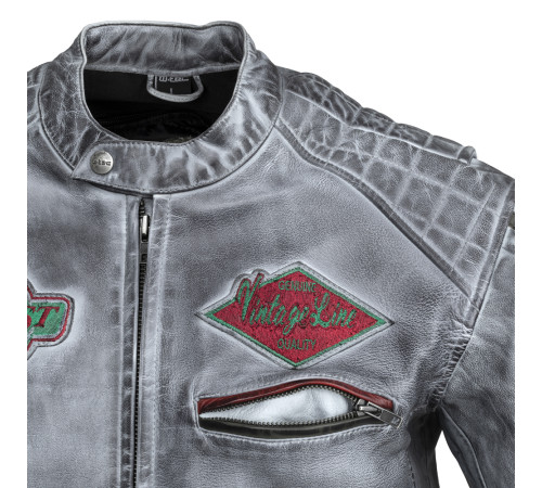 Чоловіча шкіряна мотокуртка W-TEC Sheawen Waxed Grey- сіра/розмір 4XL