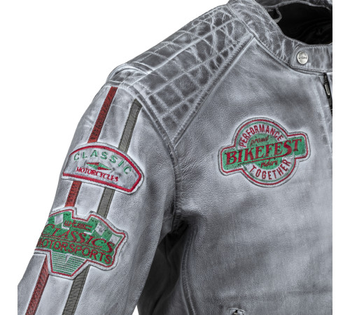 Чоловіча шкіряна мотокуртка W-TEC Sheawen Waxed Grey- сіра/розмір 4XL