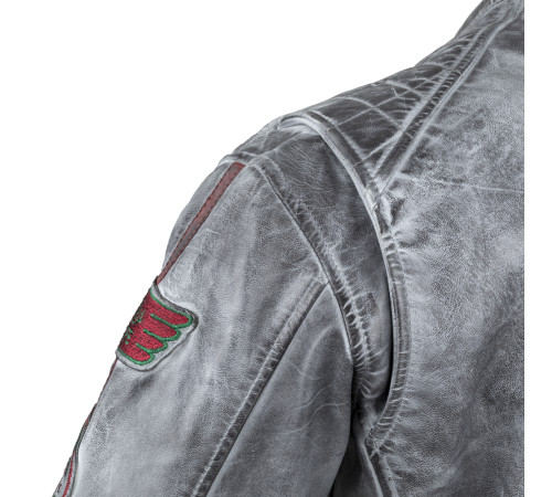 Чоловіча шкіряна мотокуртка W-TEC Sheawen Waxed Grey- сіра/розмір 4XL