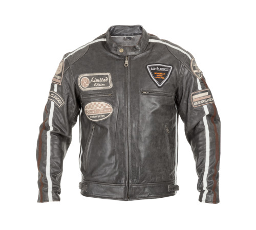 Чоловіча шкіряна мотокуртка W-TEC Antique Cracker - Коричнево-сірій / XL