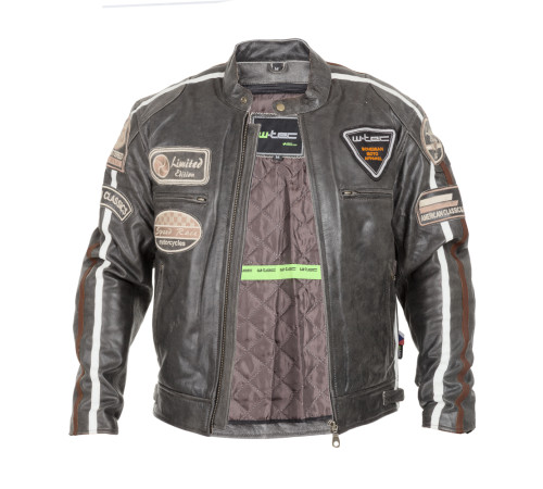 Чоловіча шкіряна мотокуртка W-TEC Antique Cracker - Коричнево-сірій / XL
