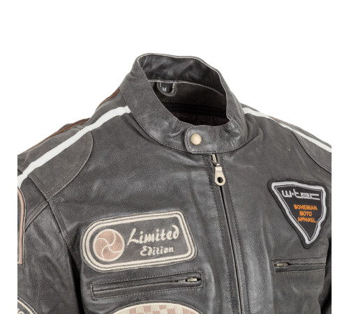 Чоловіча шкіряна мотокуртка W-TEC Antique Cracker - Коричнево-сірій / XL