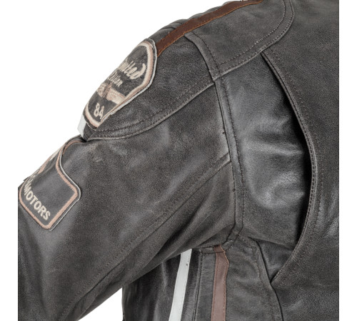 Чоловіча шкіряна мотокуртка W-TEC Antique Cracker - Коричнево-сірій / XL