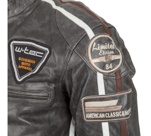 Чоловіча шкіряна мотокуртка W-TEC Antique Cracker - Коричнево-сірій / XL