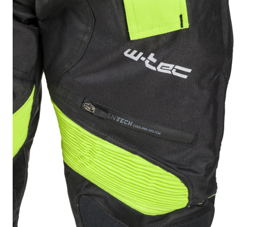 Чоловічі мотоштани W-TEC Rusnac NF-2607 - чорні зі зеленими вставками/4XL