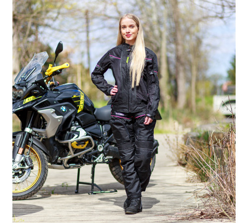 Жіночі мотоштани W-TEC Propant Lady - чорно-рожеві/XL