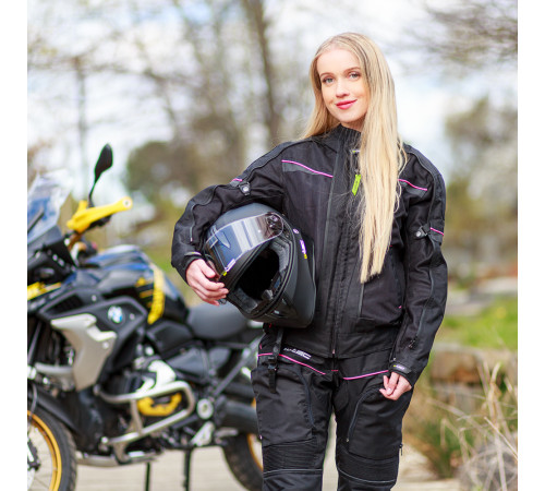 Жіночі мотоштани W-TEC Propant Lady - чорно-рожеві/XS