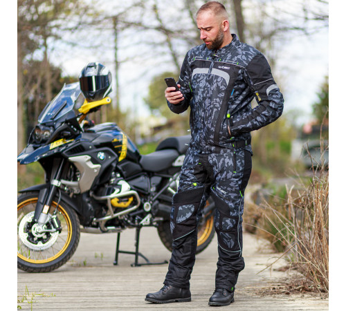 Чоловічі літні мотоштани W-TEC Toregate - чорно-сірий / 4XL