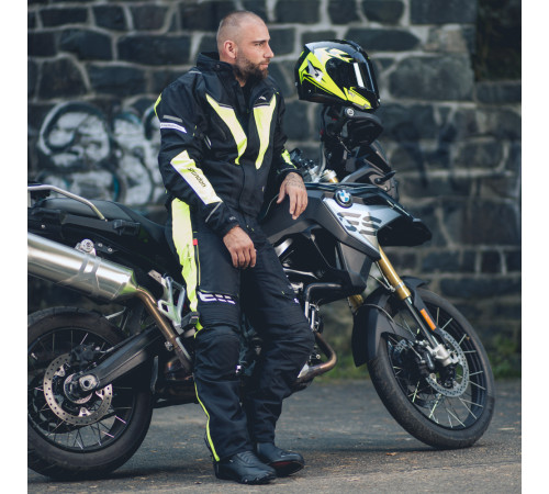 Чоловічі мотоштани W-TEC Spirital - чорно-флуо-жовті/3XL
