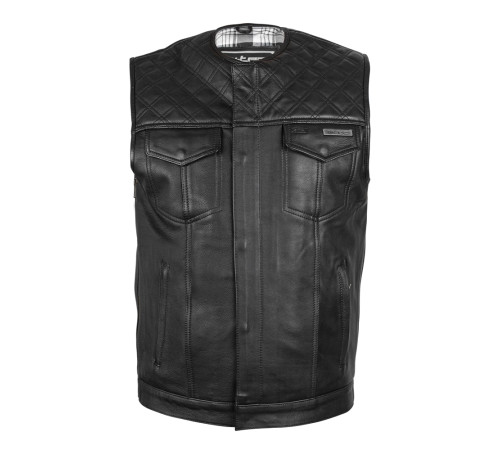 Шкіряний мотожилет W-TEC Losango - чорний - 3XL Шкіряний мотожилет W-TEC Losango - чорний - 3XL