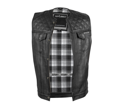 Шкіряний мотожилет W-TEC Losango - чорний - 3XL Шкіряний мотожилет W-TEC Losango - чорний - 3XL