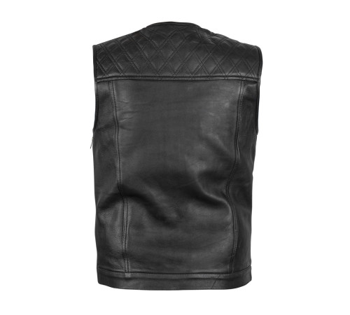 Шкіряний мотожилет W-TEC Losango - чорний - 3XL Шкіряний мотожилет W-TEC Losango - чорний - 3XL