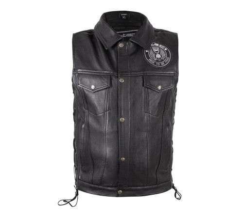 Шкіряний мотожилет W-TEC Highstake - чорний / 5XL Шкіряний мотожилет W-TEC Highstake - чорний / 5XL
