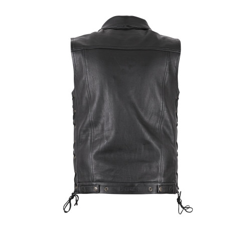 Шкіряний мотожилет W-TEC Highstake - чорний / 5XL Шкіряний мотожилет W-TEC Highstake - чорний / 5XL