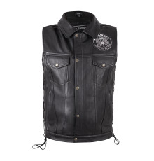 Шкіряний мотожилет W-TEC Highstake - чорний / 4XL