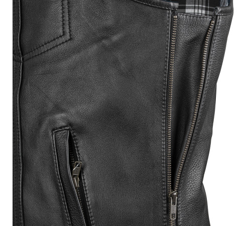 Шкіряний мотожилет W-TEC Losango - чорний-XXL