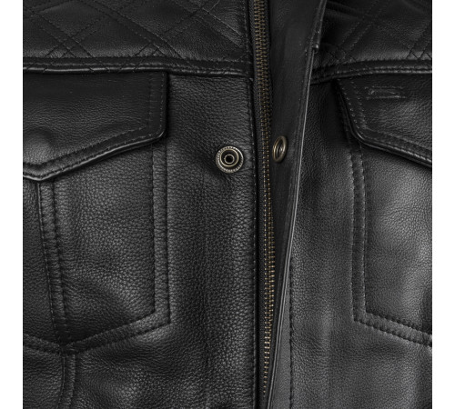 Шкіряний мотожилет W-TEC Losango - чорний-XXL