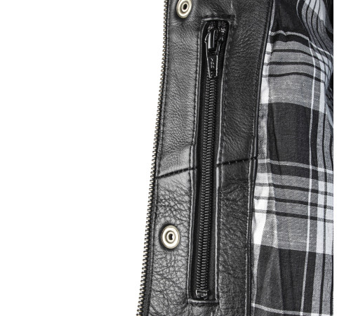 Шкіряний мотожилет W-TEC Losango - чорний-XXL