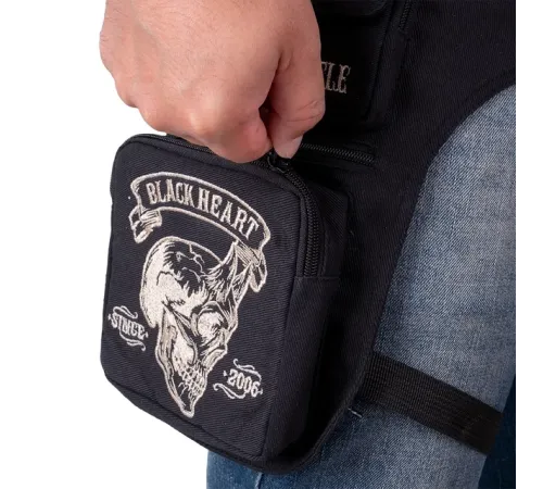 Мотоциклетна поясна сумка W-TEC Black Heart Devil Skull Black Tex Мотоциклетна поясна сумка W-TEC Black Heart Devil Skull Black Tex